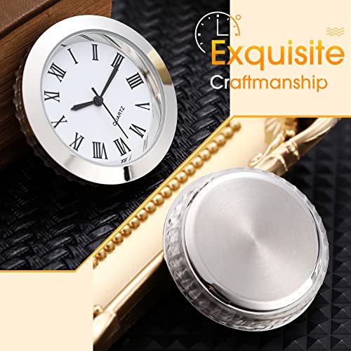 Outus 2 Pack 1.5 Inch Round Quartz Clock Insert With Roman Numerals Fit 1.4 Inch Diameter Hole White Face Glass Crystal (Gold, Silver) #TOP5