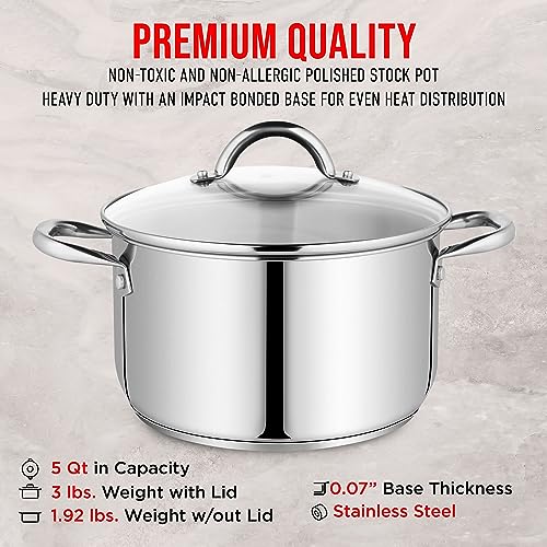 Bakken- Swiss BKSSQ5 Bakken-Swiss Deluxe 5-Quart Stainless Steel Stockpot W/Tempered Glass See-Through Lid thumb #5