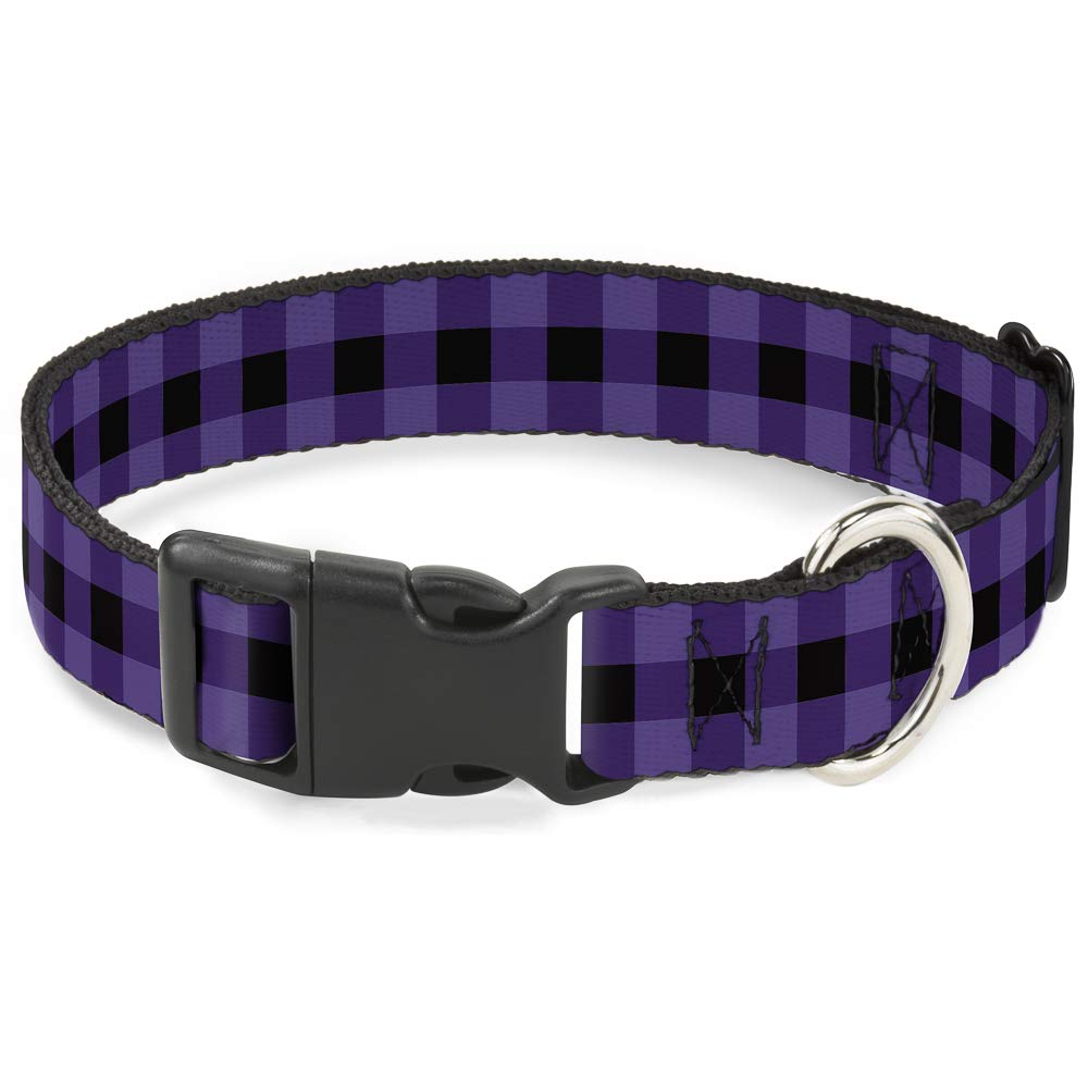Collier à clip en plastique écossais noir et violet Buckle-Down pour grand chien L