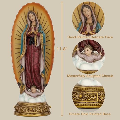 Estatua Virgen de Guadalupe 11.8 pulgadas decorativa miniatura 2