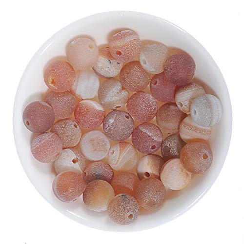 8MM 10MM 12MM Natural Gorgeous Matte Fancy Druzy Agate Round Loose Beads Gemstone for Jewelry Making by Ruilong (Orange, 8MM) - Image 4