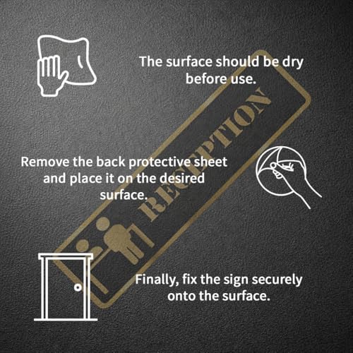 Image of Reception Oval Acrylic Signage Sticker - Self-Adhesive Front Desk Sign for Office, Hotel, Clinic, & Store & Black Gold Label for Glass & Smooth Surfaces