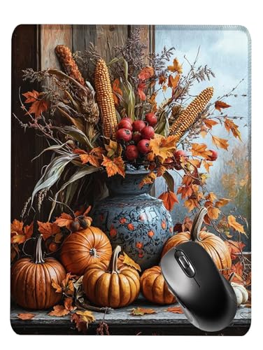Alfombrilla Ratón Gaming, Mouse Pad, con Base de Goma Antideslizante, Superficie Impermeable, Bordes Cosidos, Compatible con Ratones Láser y Ópticos Portátil, 36x30x0.3cm Calabaza Planta S0F-615