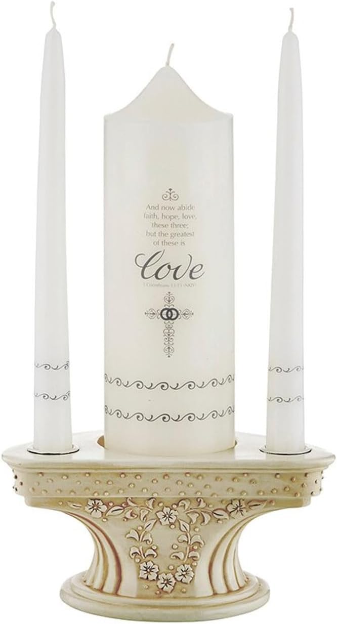 Faith Hope and Love Wedding Unity Candle Set Catholic Religious Wedding Accessories Extra Large Candle Taper Candles, Pack of 2