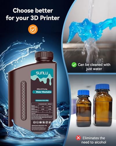 Image of SUNLU 3kg Water Washable 3D Printer Resin, Fast Curing Low Shrinkage, High Precision Photopolymer Resin for LCD /DLP /SLA Printers,395 to 405nm UV Resin, 3000g Dark Grey