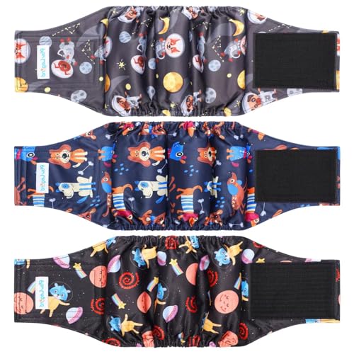 Image of Paw Legend Washable Dogs Diapers Male Dog Belly Bands for Male Dogs Diapers Reusable Puppy & Doggie Diapers Male (3 Pack, Medium)