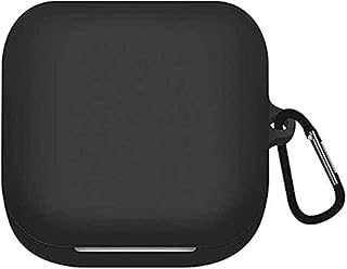 Shockproof Soft Silicone Protective Case Cover With Carabiner For Oppo Enco W51 - Black