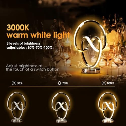 Airnasa Modern Spiral Rgb Table Lamp, Touch Dimmable Led Bedside Lamp, Modern Nightstand Lamp With 10 Lighting Modes, Cool Lamps For Bedroom Living Room Office Art Deco, Unique Lamps For Gift Giving #TOP1