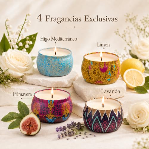 Miniatura 2 de Velas Perfumadas Para Mujer, Regalo De Velas Aromática Juego De 4 Piezas, Regalos Originales Para Donne,Cera Di Soia Naturale Velas Decorativas Per Madre,Valentín,Cumpleaños,Aniversario,Navidad