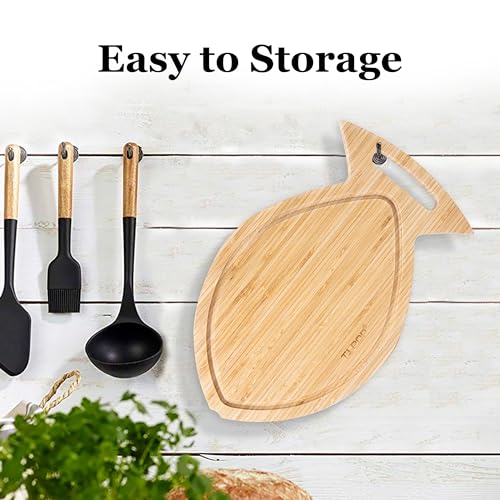 TJ POP Fish Shape Charcuterie Board, Bamboo Cutting Board for Kitchen, Cute Cheese Board & Serving Board, Personalized Cutting Board 15.74" x 9.84" x 0.6" by TJ POP - Used condition - Image 6