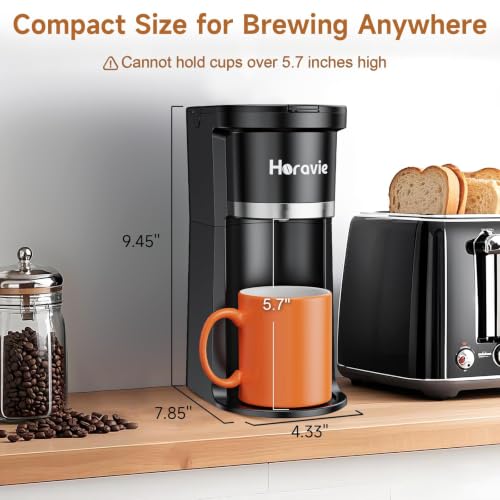 Image of Small Single Serve Coffee Maker, One Cup Coffee Machine for K-Cup & Grounds