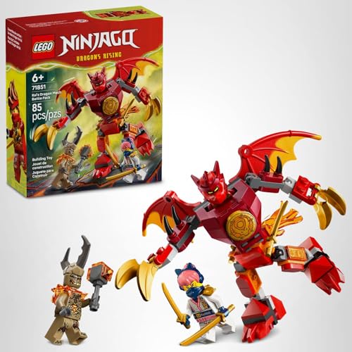 LEGO NINJAGO Kai&rsquo;s Dragon Mech Battle Pack Building Toy for Boys, Girls, & Kids, Ages 6+ - Poseable Dragon Figure & 3 Character Minifigures for Pretend Play - Gift Idea for Birthdays - 71851
