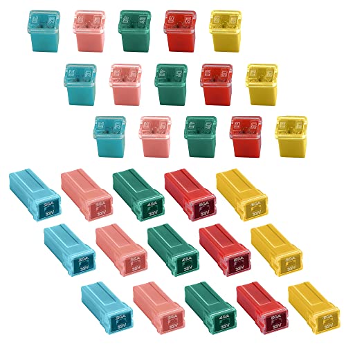 Crocsee 30 Pieces Car Fuses Assortment Kit, Tall/Standard And Low Profile Box Shaped Automotive Fuses For Ford, Chevy/Gm, Chrysler/Dodge, And Toyota Pickup Trucks, Cars And Suvs #TOP1