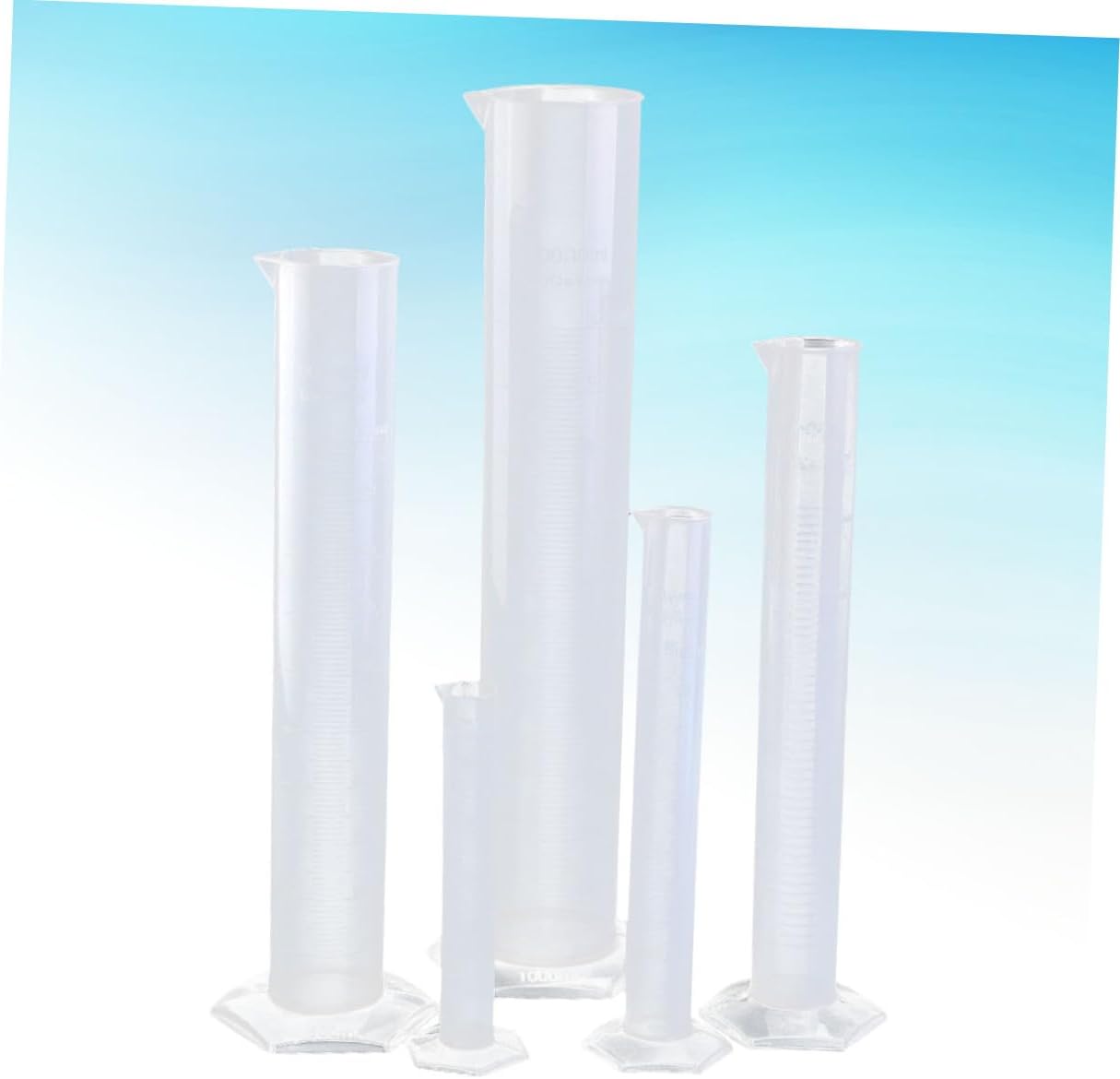 Alipis 5pcs Plastic Measuring Cylinders Graduations to Hexagonal Base Lab and Home Use