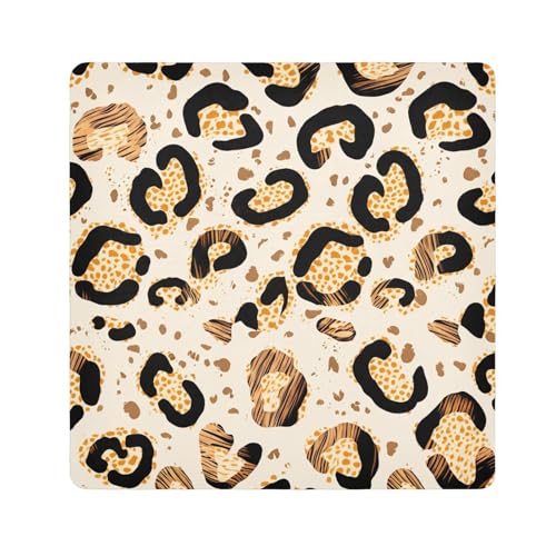 ODAWA Leopard Self-Adhesive Cloths 17.7X17.7 Inch Magic Flexible Folding Self-Stick Makeup Bag Lightweight Foldable Wrapper for Camera Accessories