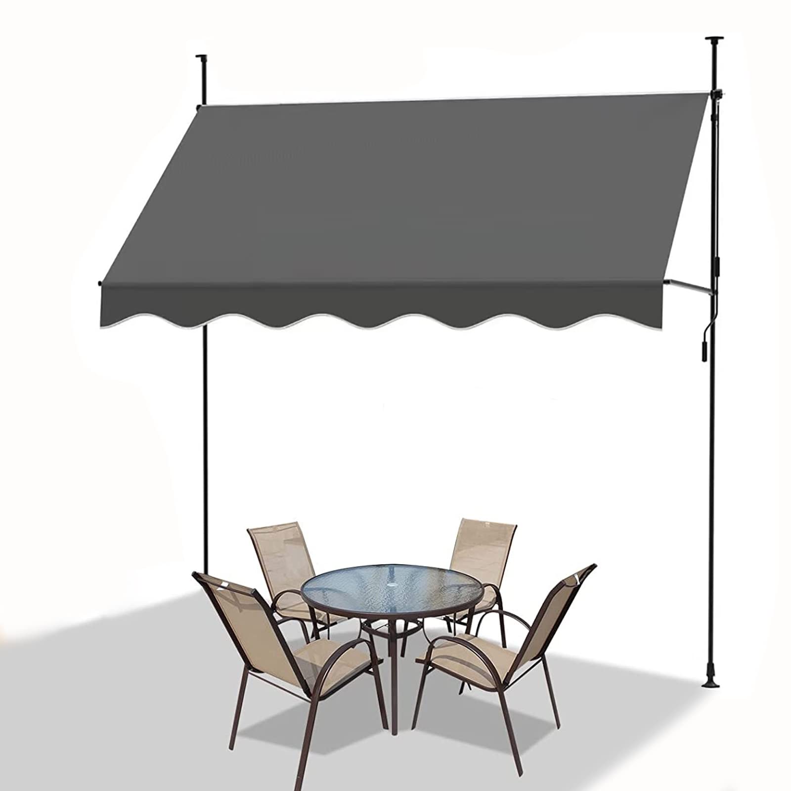 Store banne rétractable 3,5m gris sans perçage pour protection balcon