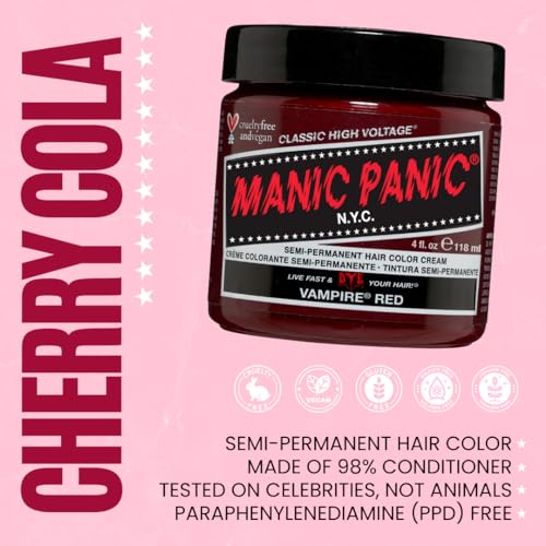 Foto von Manic Panic Vampire Red Classic Creme, vegan, tierversuchsfrei, semipermanente Haarfarbe, 118 ml