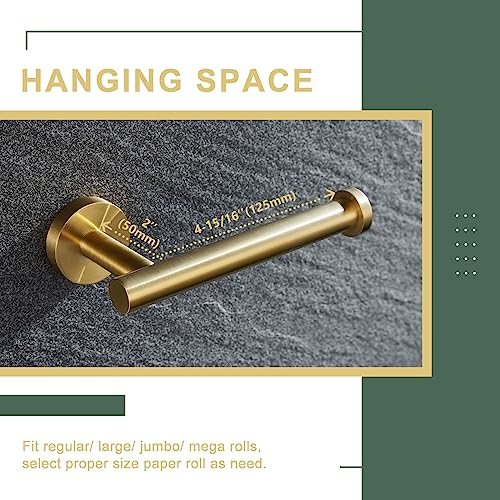 Aplusee 2 Pieces Bathroom Hardware Set Brushed Gold, Contemporary 304 Stainless Steel Storage Accessories Kit With Oval Hand Towel Ring, Toilet Paper Holder Wall Mounted #TOP4
