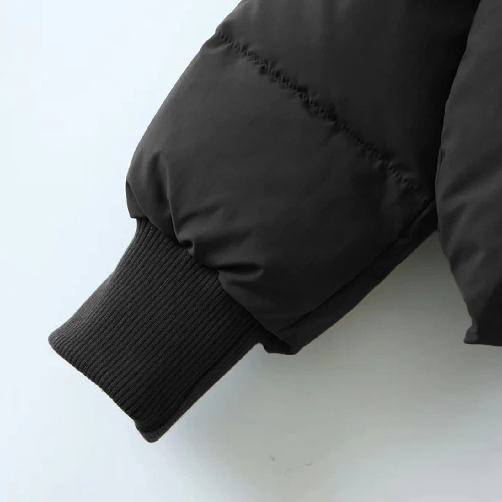 Chaqueta acolchada para mujer – Chaqueta de invierno corta y cálida de cuello alto – Chaqueta de entretiempo Slim Fit Femenale Jacket Baggy Abrigo de invierno con cremallera de un solo color