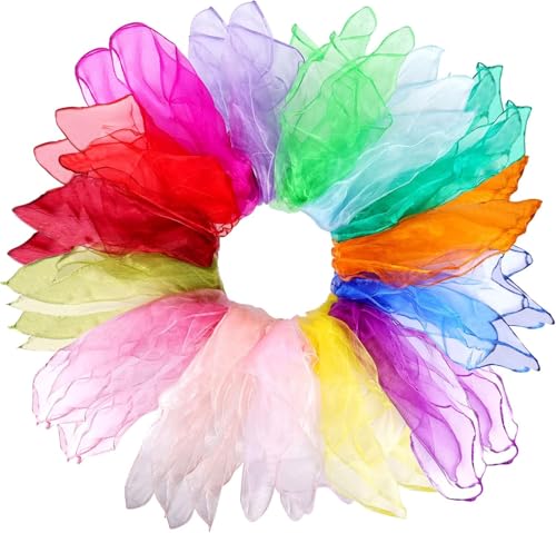 30 Pcs Jongliertücher - Tanz Tücher, Chiffontücher Bunt Jonglier Schals Square Dance Tanztücher Bunt Jongliertücher Gymnastiktücher Party-aktivitäten Zubehör Dekoration60cm