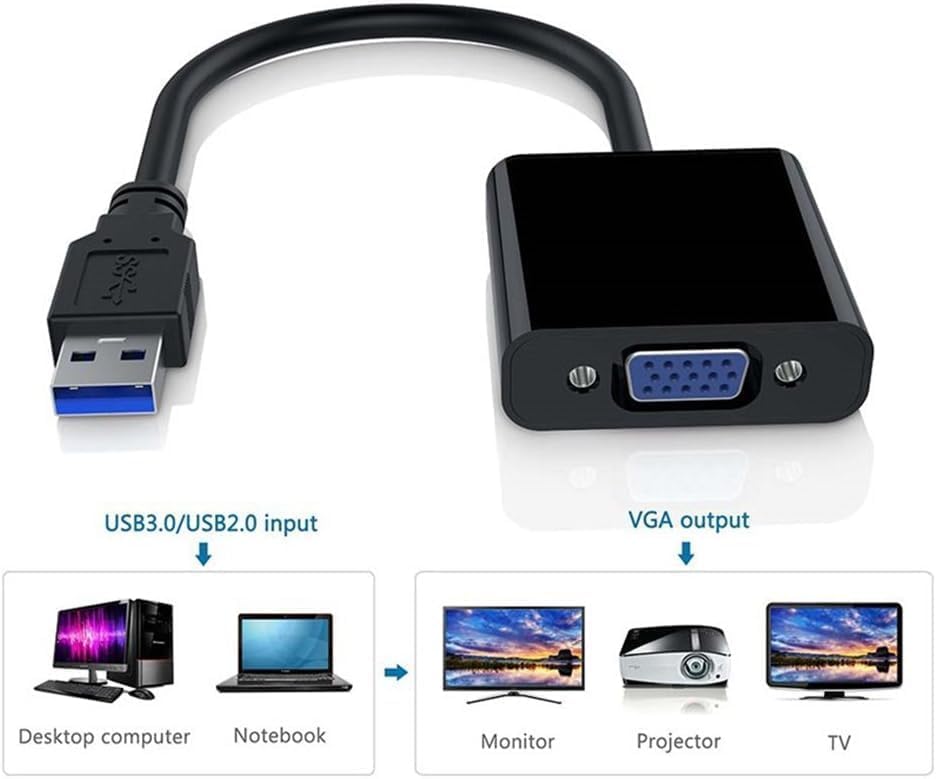 Image of USB 3.0 VGA Adapter External USB 3.0 Video Display Cable for PC Laptop Windows 7 /8 / Vista and Win 10