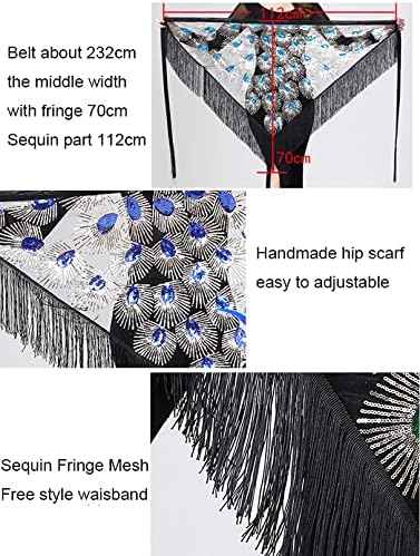 Women Belly Dance Hip Scarf Triangle Dance Belt Skirt with Fringe - Image 4
