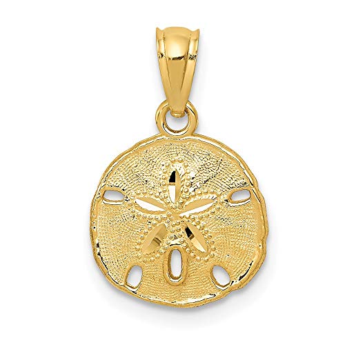 14k Yellow Gold Textured Sand Dollar Sea Star Starfish Pendant Charm Necklace Seashore Seashell Fine Jewelry For Women Gifts For Her