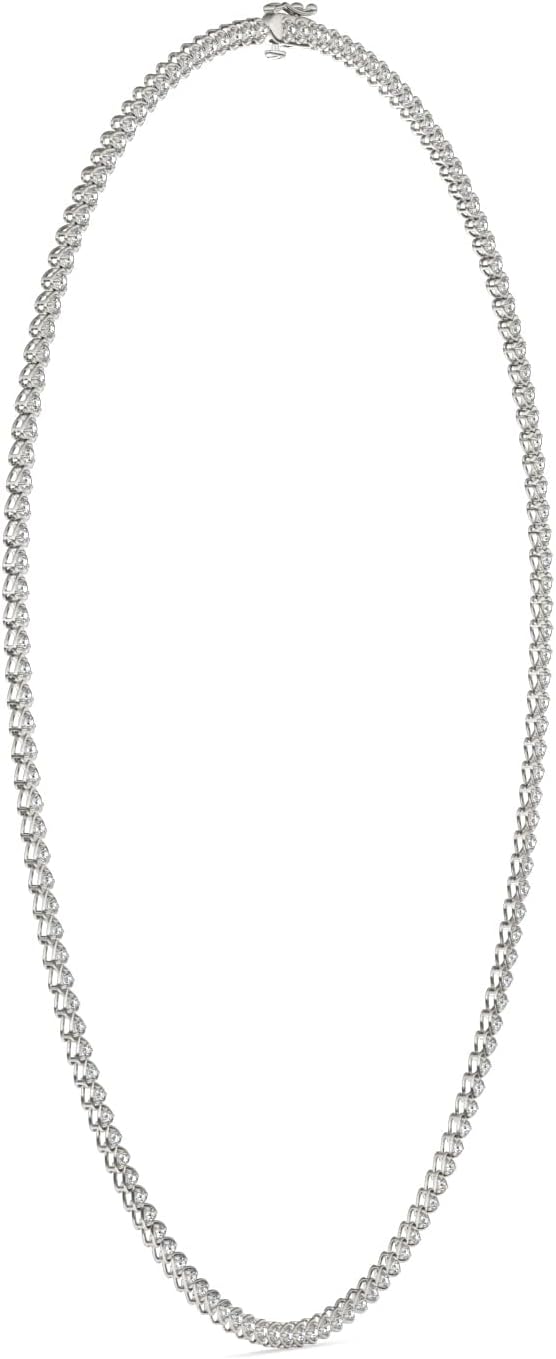 Charles & Colvard Sterling Silver 1.6mm Round Moissanite Tennis Necklace 2.18cttw Dew