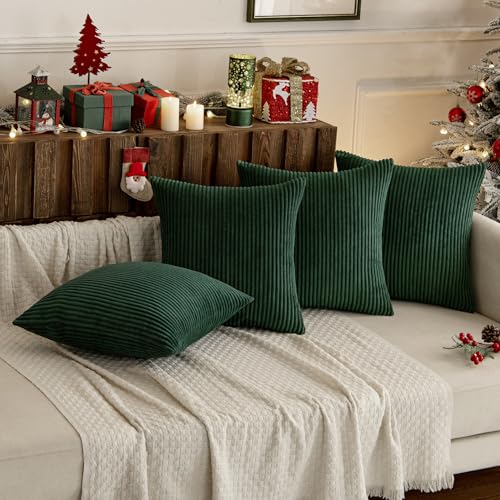 Image of MIULEE Soft Corduroy Decorative Throw Pillow Covers Army Green 20x20