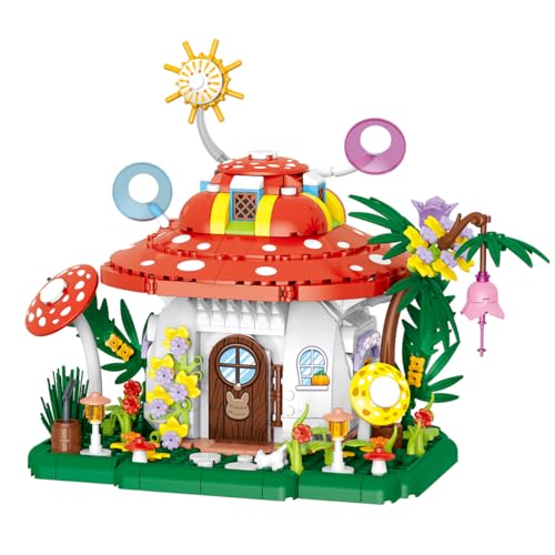 Architecture Mushroom House Building Blocks Set,Creative Ideals Mushroom House Building Blocks(745PCS) - Architectural Model Toys Gifts for Kid and Adult