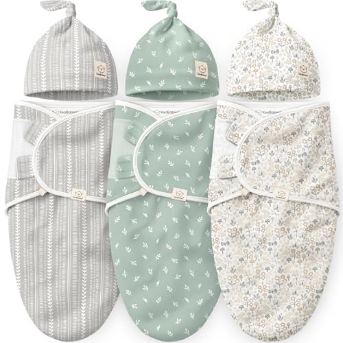 Image of 3pk Organic Swaddles for Newborns Girls, Boys & Hats (Prairie, 0-3M) | Soft Cotton Baby Sleep Sacks 0-3 Months, Breathable Baby Hats and Swaddles 0-3 Months, Newborn Essentials Must Haves