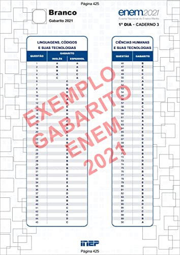 ENEM 1080 questões provas 2016 a 2021 + gabarito OFICIAL