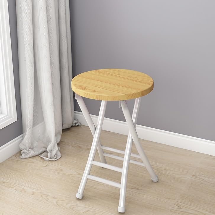 Foldable Stool - Portable Backless Folding Bar Stool for Kitchen, Dorm, Vanity - Round Design, Lightweight and Easy to Store