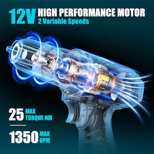 Sundpey 206PC Cordless Power Drill Tool Kit - Portable Home Repair Set for Men and Women (Screwdriver & Pliers Included)