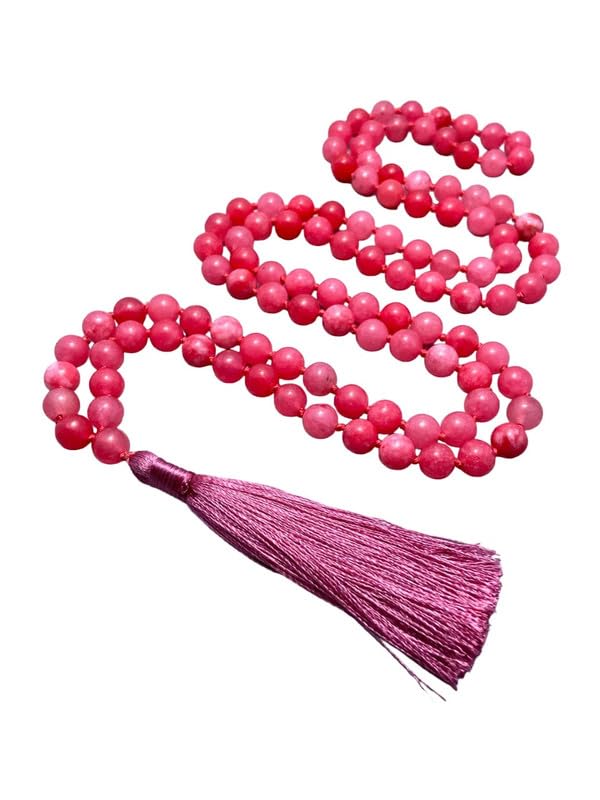 Collier de prière en jade rouge corail naturel pour éveiller l'esprit