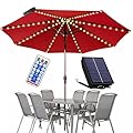 PULIVIA Solar Umbrella Lights Outdoor, Waterproof Solar Powered Patio Umbrella Lights Strings with 104 LEDs 8 Lighting Modes Remote Control, Warm White