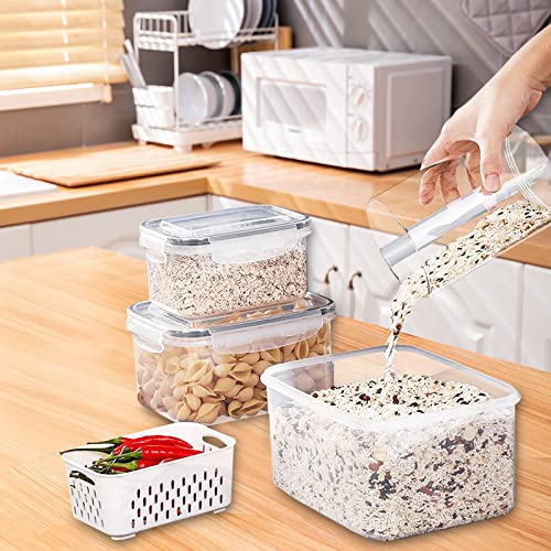 4 Pack Large Fridge Food Storage Container Set with Lids with Strainer, Fruit Vegetable Storage Containers Keep Fruits, Vegetables, Berry, Meat Fresh longer , BPA-Free Plastic Produce Keepers by Ronanemon - Used condition - Image 5