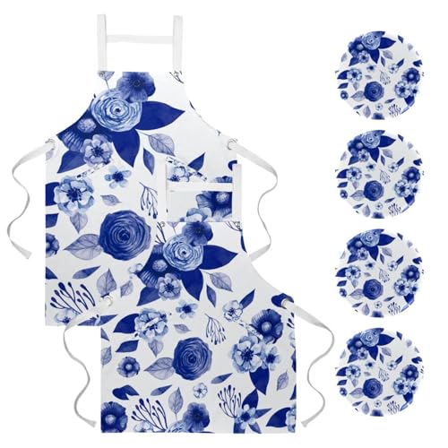 Tablier de serveuse vintage bleu pour le nettoyage et la pâtisserie