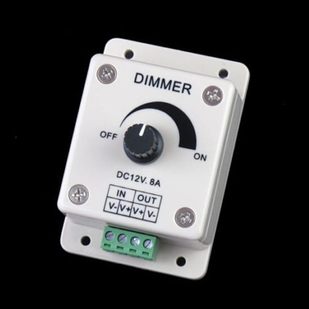 Controller 1PC Switch Single Color Useful LED Lamp Strip Knob-Operated PWM Digital Dimming LED Light Protect(White)