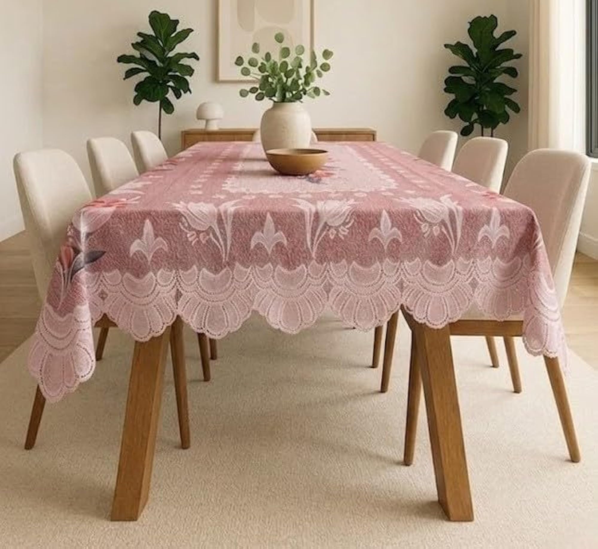 Cotton Net Dining Table Cover for 6-8 Seater