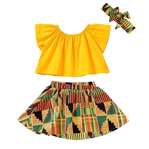 Image of YOUNGER TREE African Baby Clothes Girl Dashiki Ankara Outfit Set