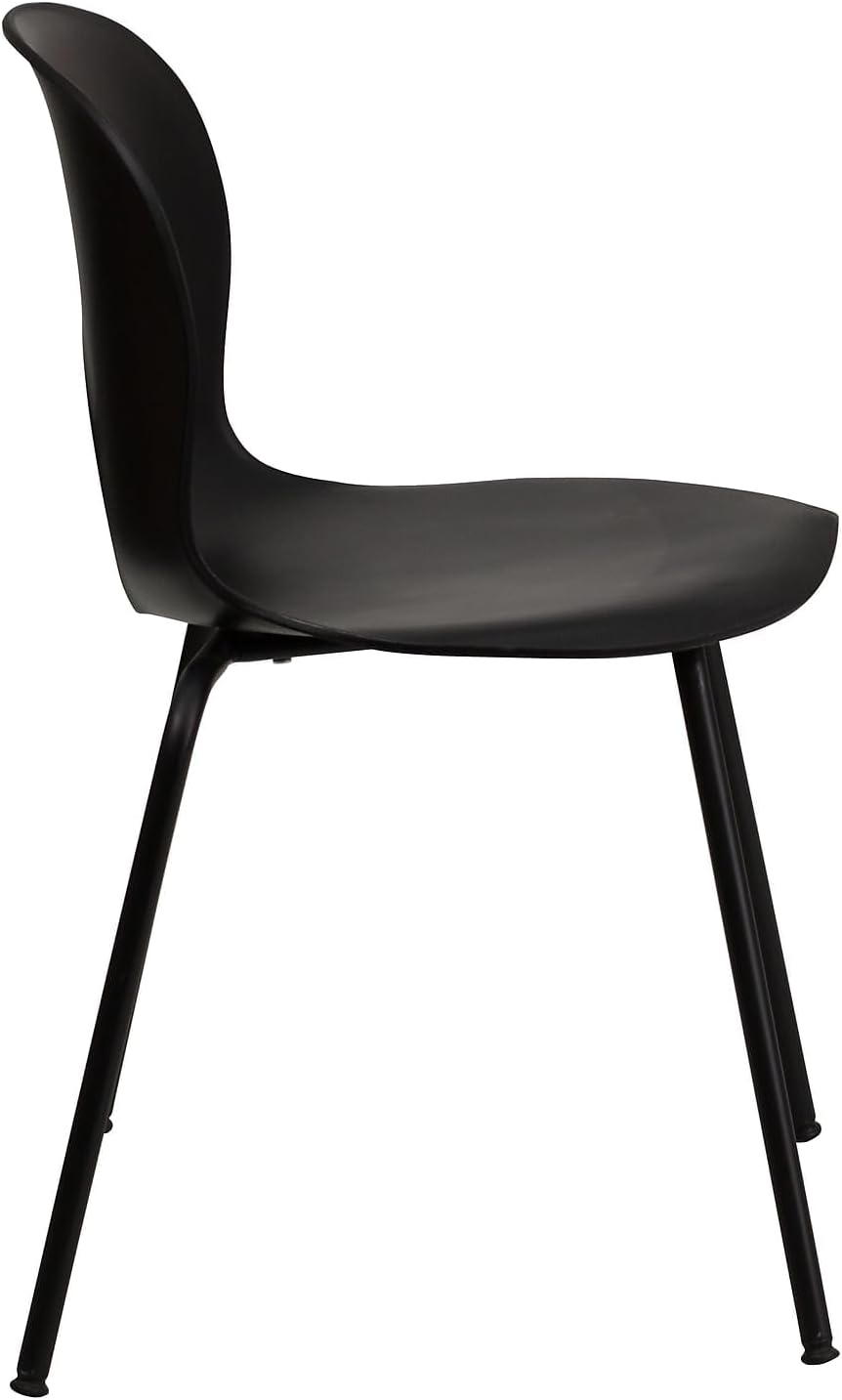 BOWERY HILL Metal/Plastic Stacking Chair, Black Finish, Ergonomic Cutout Back, Contoured Seat, 30" H x 23" W x 19.75" D, 770 lbs Capacity, Indoor/Outdoor Use, Set of 5 for Cafe, Restaurant, Banquet,