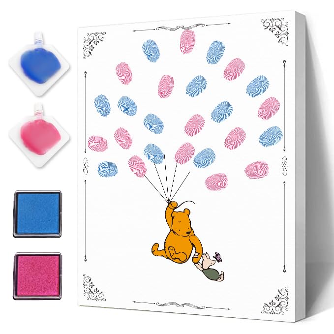 Azbuk Gender Reveal Fingerprint Tree for Baby Shower, Bear Baby Shower Gender Reveal Game, Bear Baby Shower Guest Book Party Ideas for, Gender Reveal Party Ideas, Gender Reveal Keepsake Game