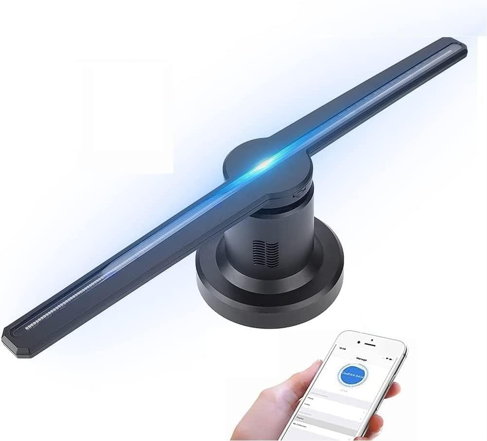 ZuZu, move for more better. 3D Hologram Fan Advertising Display Best For Business,Store,Shop,Holiday With Wi-Fi Hi-Resolution 1600X576 Px Holographic Led Video Projector,Black-image-14