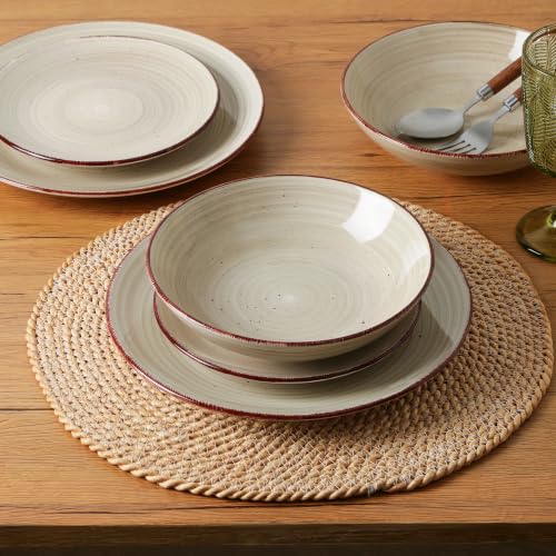 Image of Dinnerware Sets for 6, 18 Piece Stoneware Plates and Bowls Set, Grey