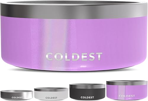 Miniatura 47 de El cuenco para perros más frío - Metal antióxido, antideslizante, cuencos para perros de acero inoxidable aislados de 3 capas - A prueba de derrames