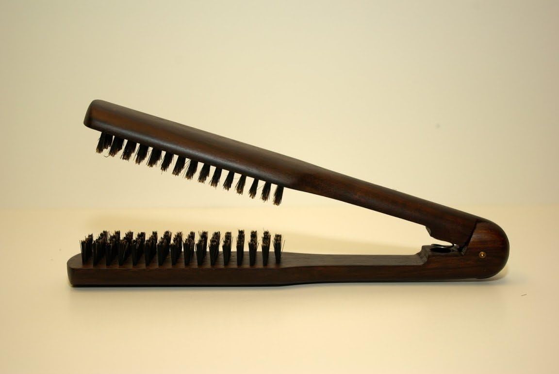 HAIR STRAIGHTEN FLAT BRUSH. Compare to Flat Iron. NATURAL BRISTELS, WOODEN HANDLE