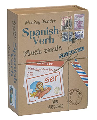 Monkey Wonder Cartões Flash De Verbos Espanhóis Por - Aprenda Espanhol Com 98 Verbos Definidos Com Conjugação Completa, Para Crianças E Adultos, Em Casa E Em Sala De Aula