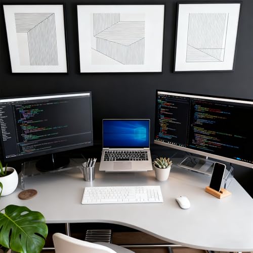 Akrylowy stojak na monitor, podwyższenie monitora, przezroczysta akrylowa podstawka pod monitor z antypoślizgową listwą ochronną, do monitorów, komputerów, notebooków, biurka z podwyższeniem komputera