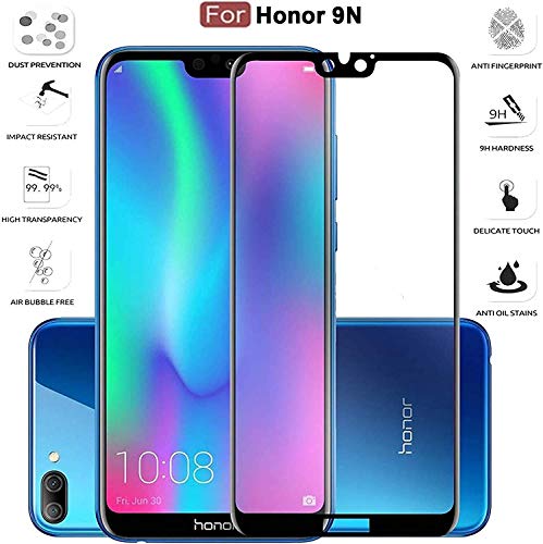 Image of Screen Protector for Huawei Honor 9N (Black) Tempered Glass Edge-to-Edge 6D Screen Guard With Installation Kit
